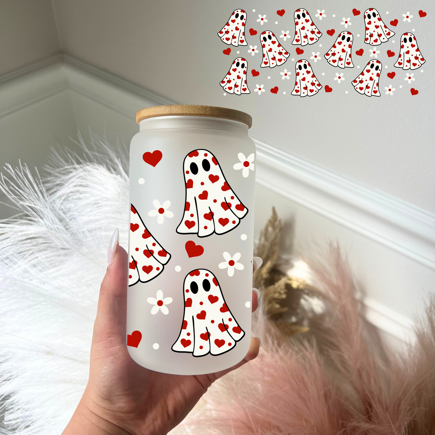 Valentines Ghost Frosted Cup
